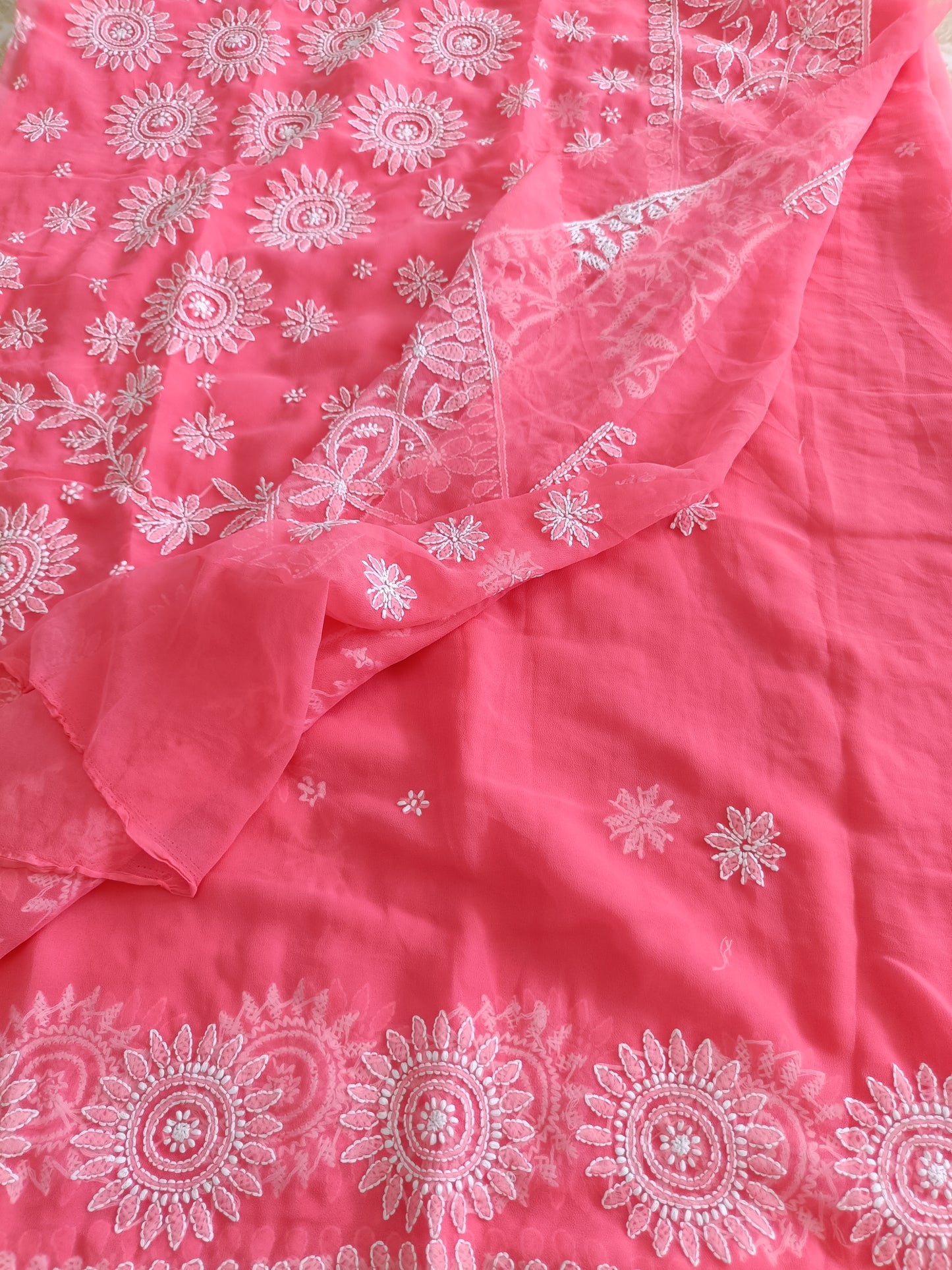 संध्या - Soft Georgette Chikankari Saree