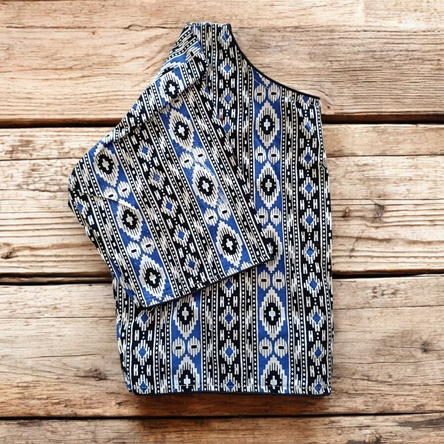 संध्याकला - Stitched Cotton Bagru Printed Blouse - Stitched Blouse | Tags: Bagru Glass Sleeves