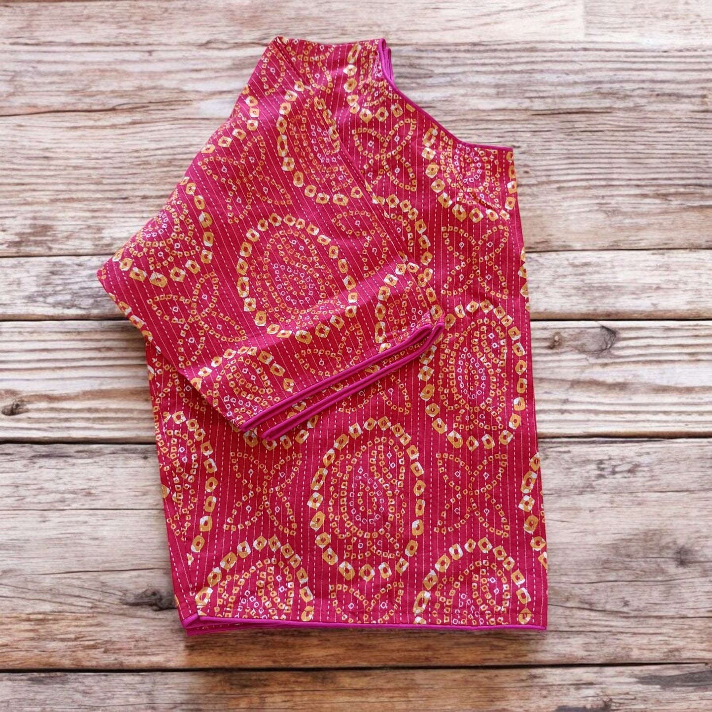 रम्यांजलि - Stitched Cotton Bagru Printed Blouse - Stitched Blouse | Tags: Bagru Glass Sleeves