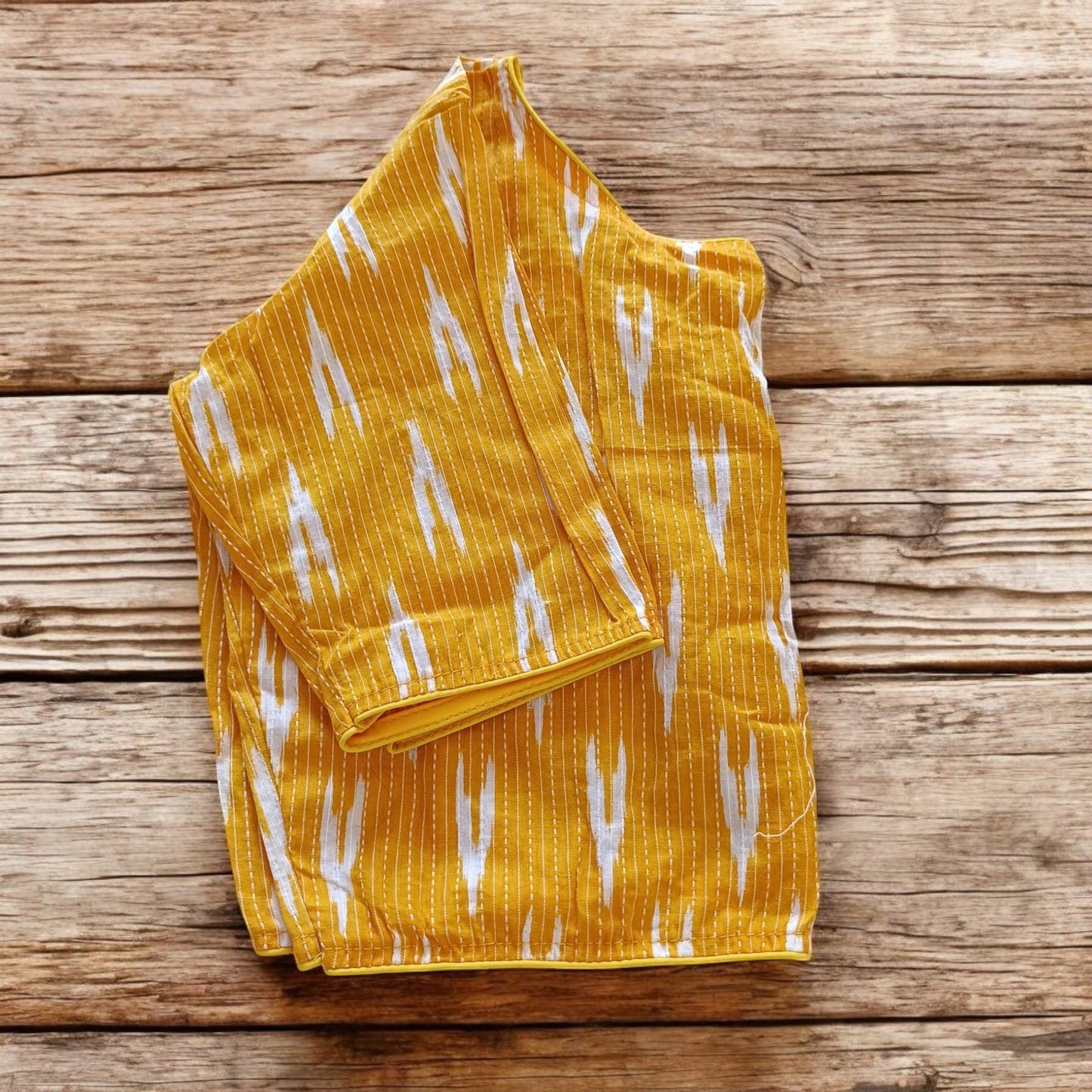 गंधिनी - Stitched Cotton Bagru Printed Blouse - Stitched Blouse | Tags: Bagru Glass Sleeves