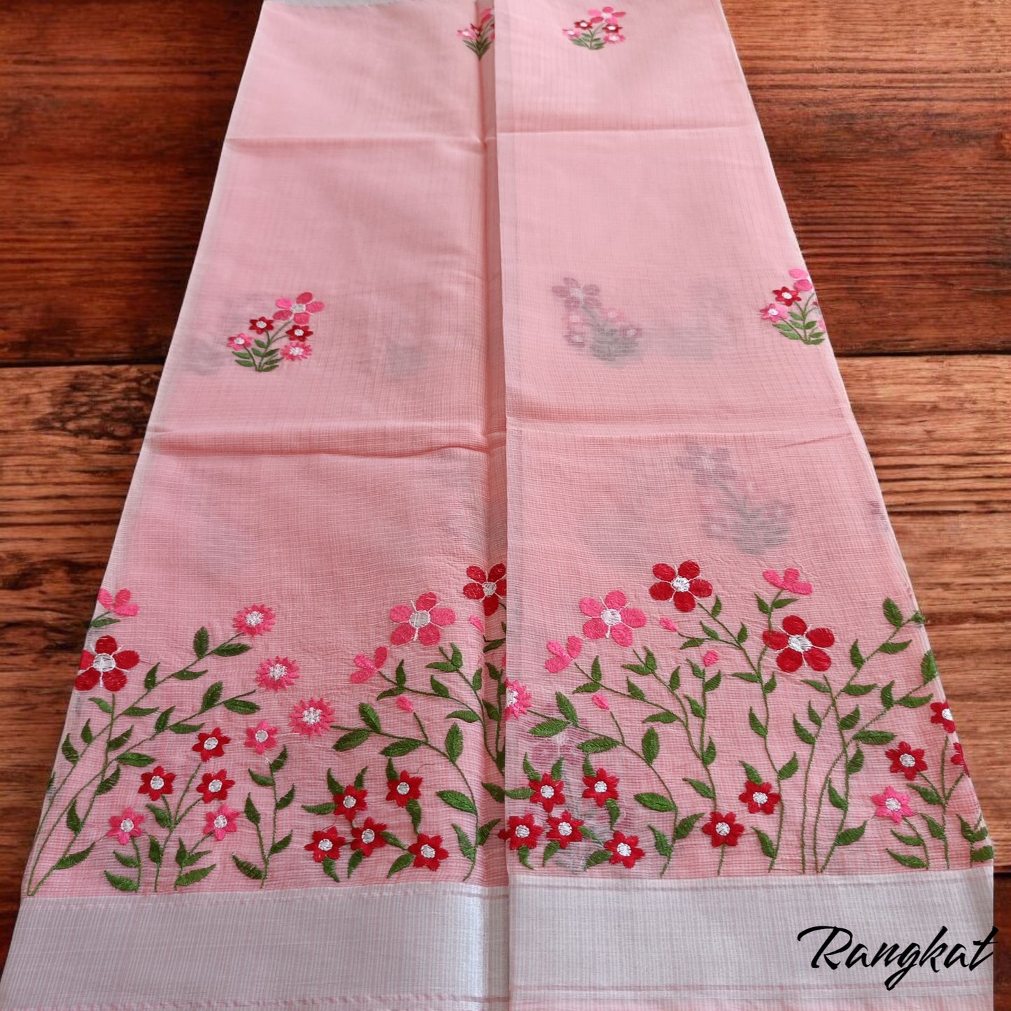 Kota Doria Embroidery Saree