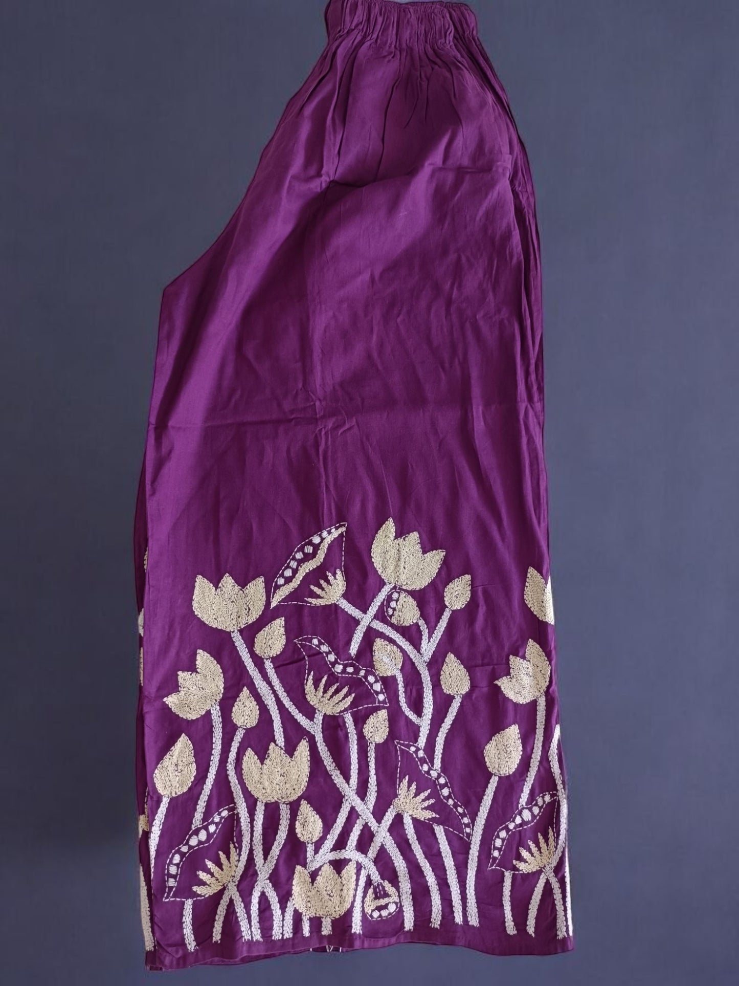 Pure Cotton Trendy Plazzos with Kantha Stitch