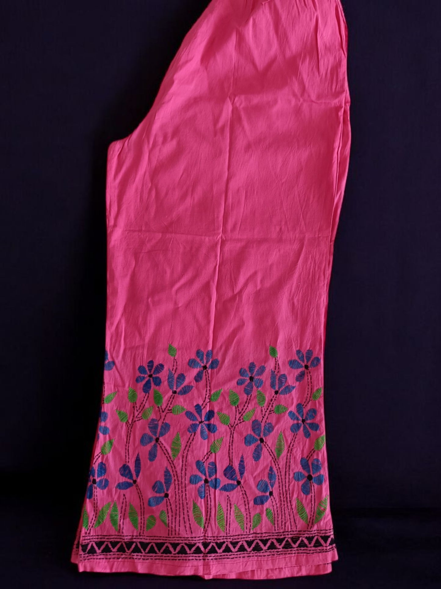 Pure Cotton Trendy Plazzos with Kantha Stitch