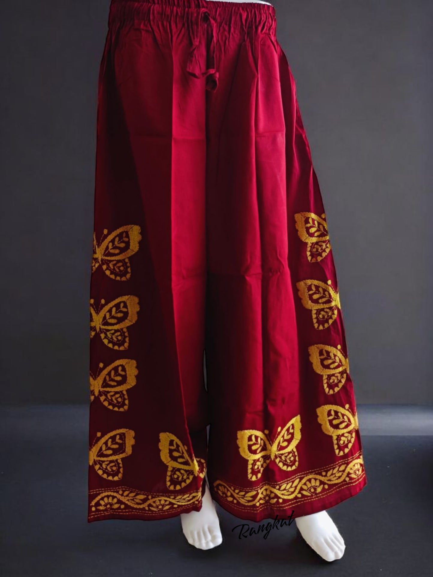 Pure Cotton Trendy Plazzos with Kantha Stitch