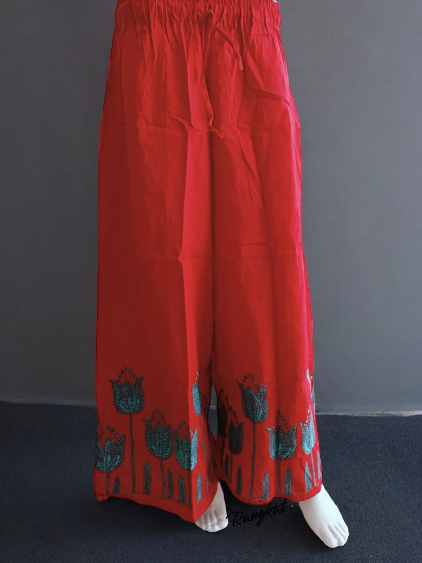 Pure Cotton Trendy Plazzos with Kantha Stitch