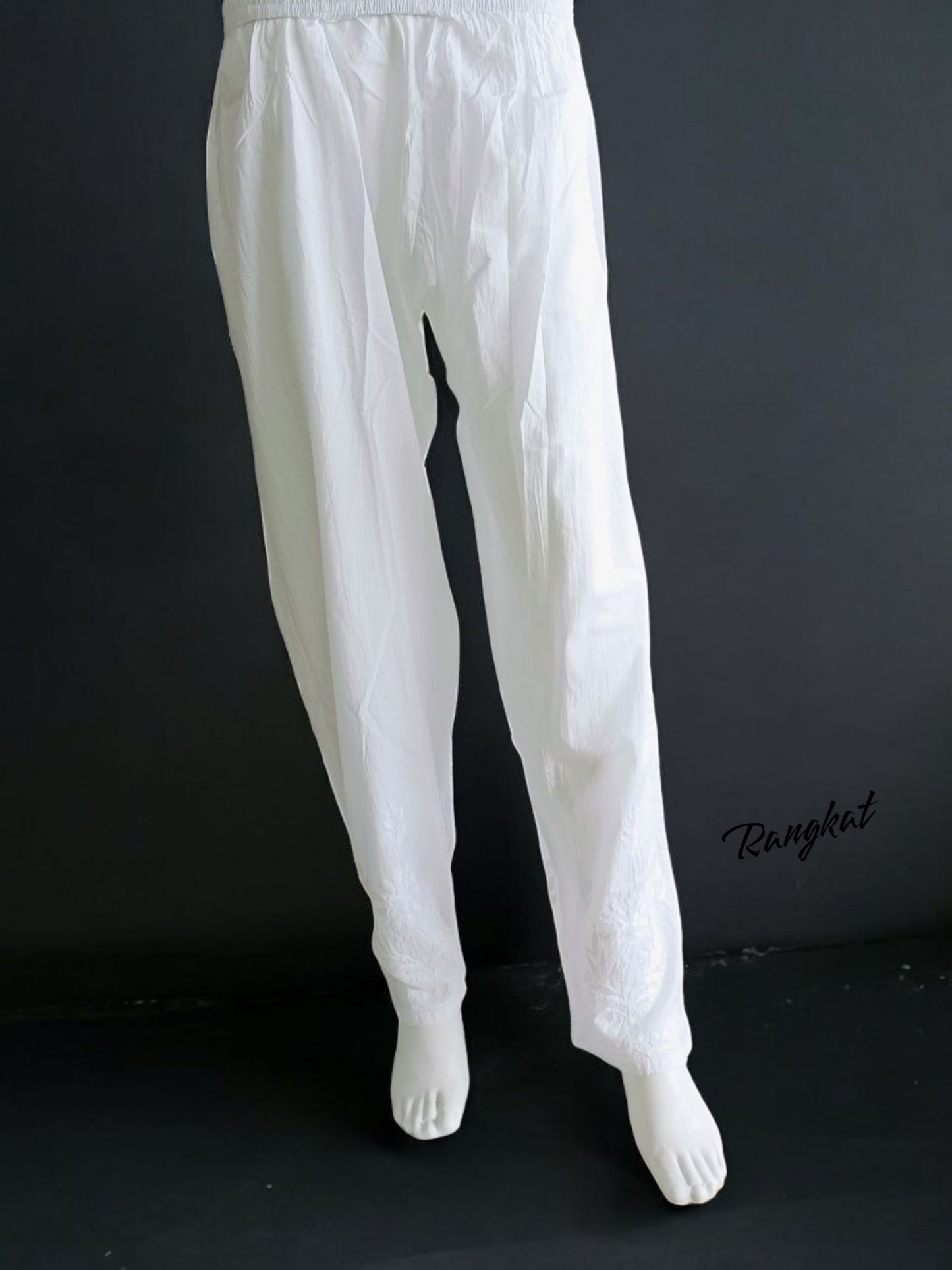 दीप्तांगना - Dyeable Chikankari Cotton Pants - Pants | Tags: Chikankari Cotton Bottom