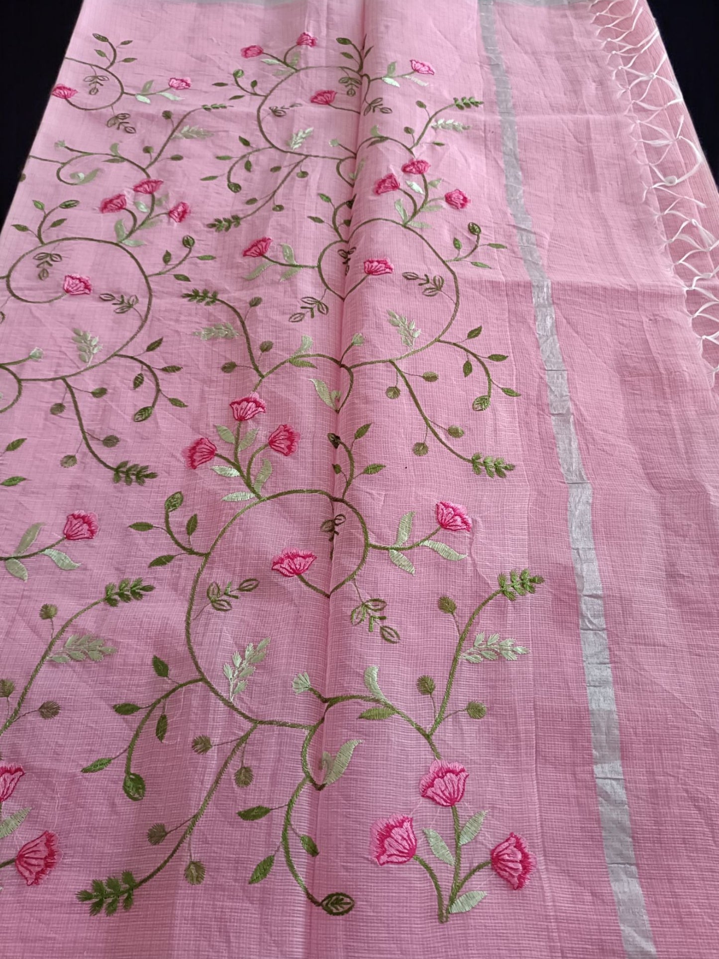 Kota Doria Embroidery Saree