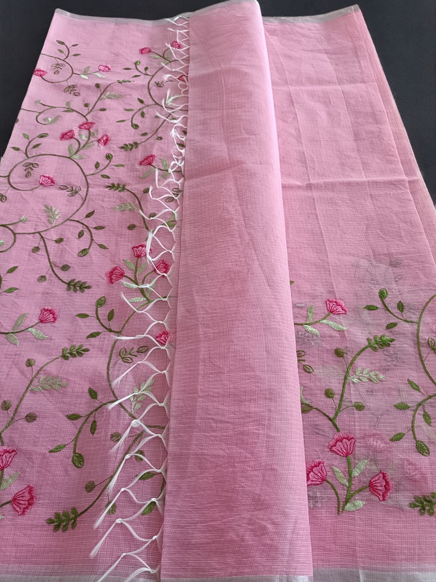 Kota Doria Embroidery Saree