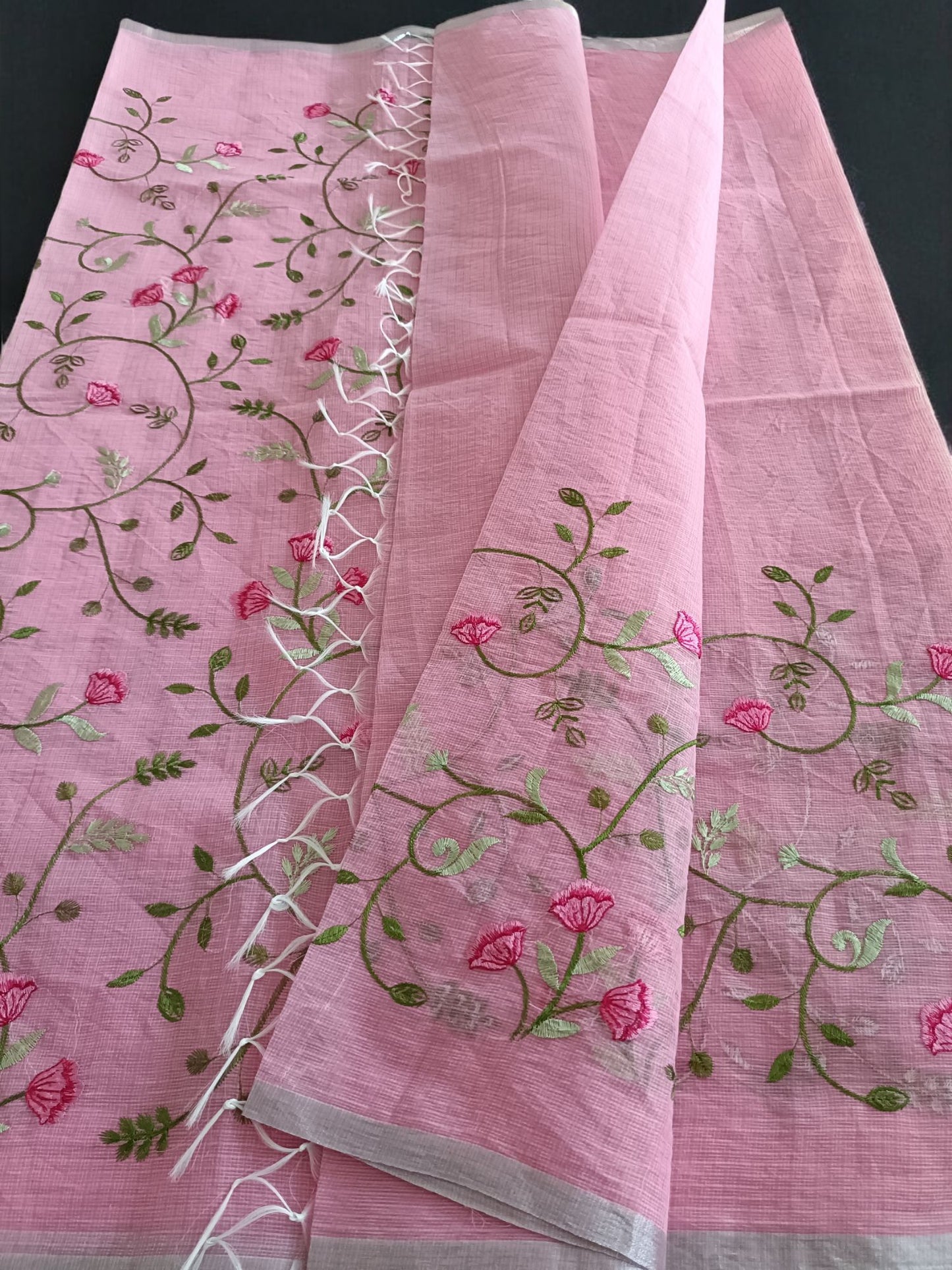Kota Doria Embroidery Saree