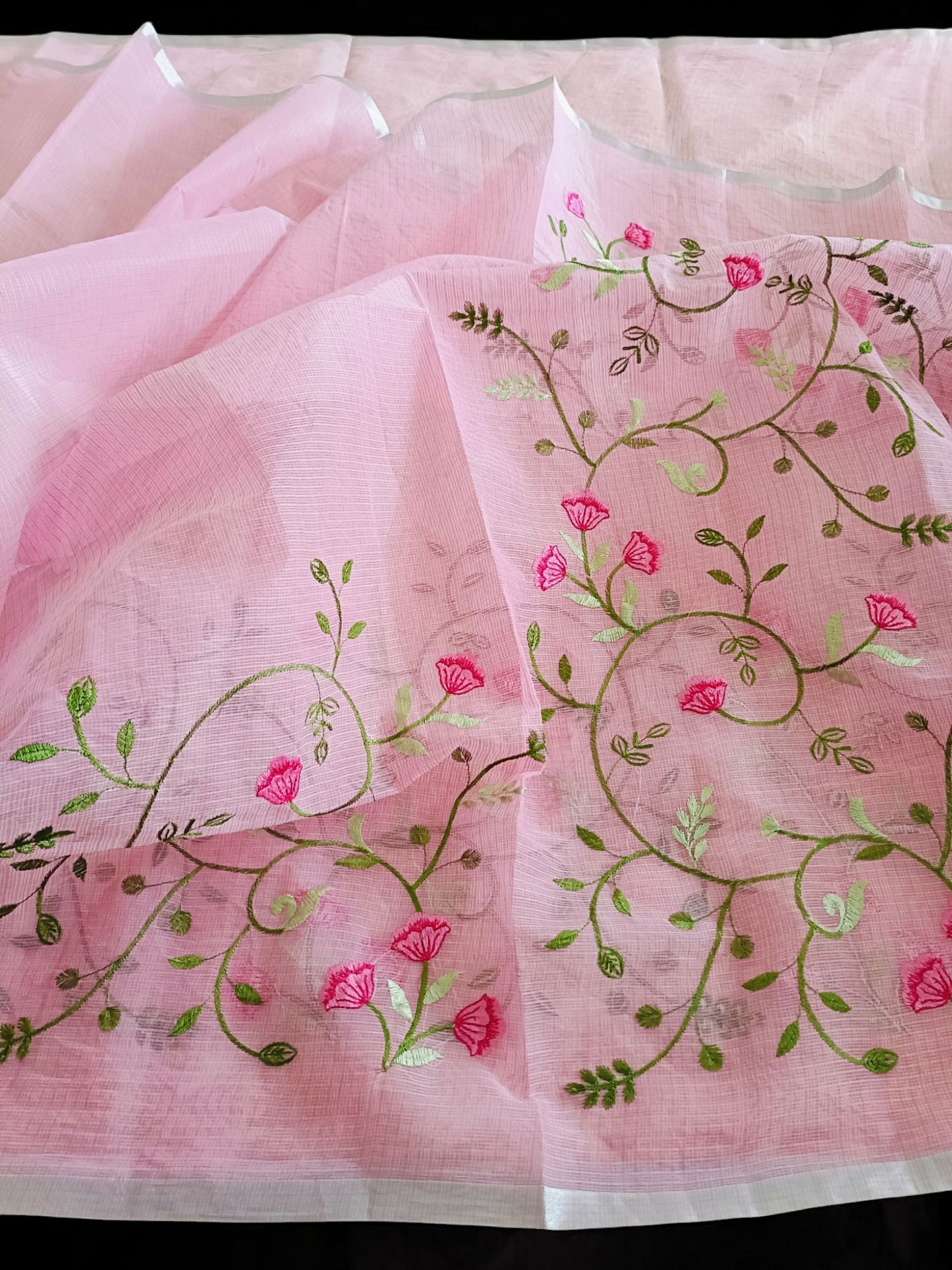 Kota Doria Embroidery Saree