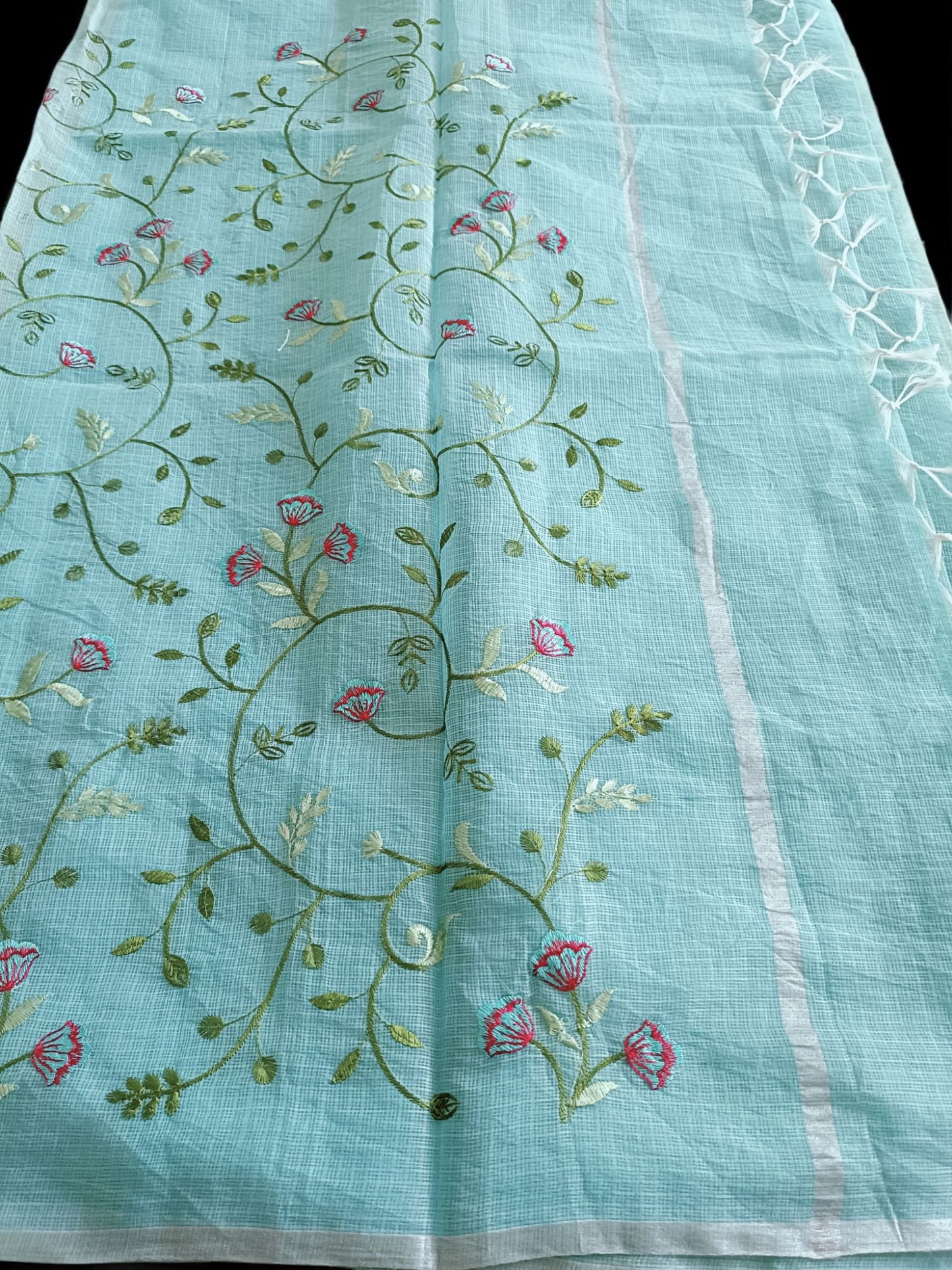 Kota Doria Embroidery Saree