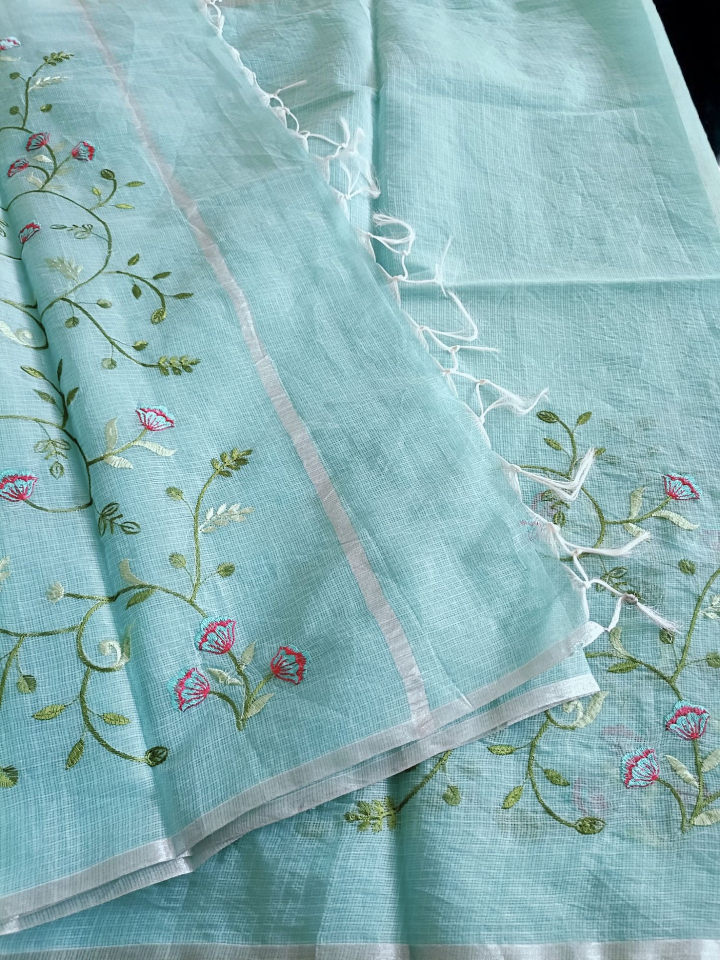 Kota Doria Embroidery Saree