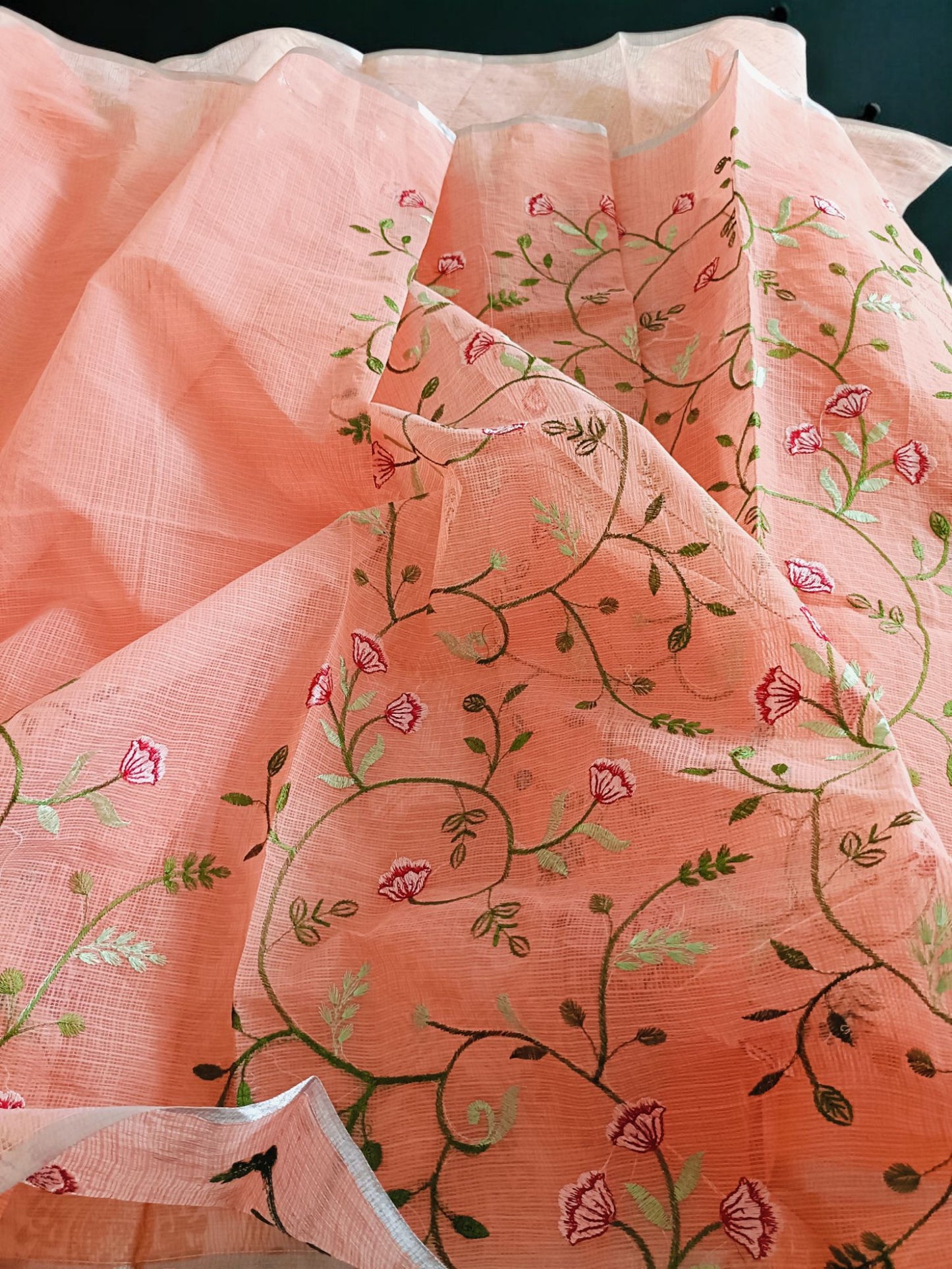 Kota Doria Embroidery Saree