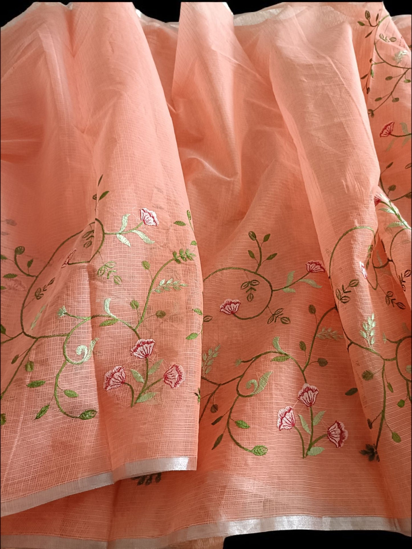 Kota Doria Embroidery Saree