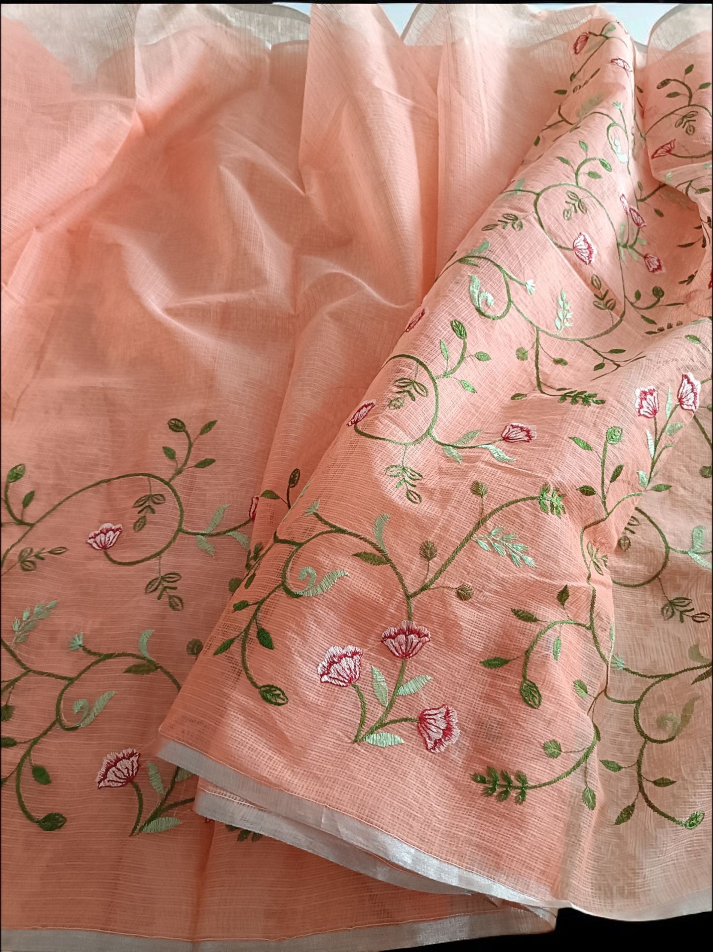 Kota Doria Embroidery Saree