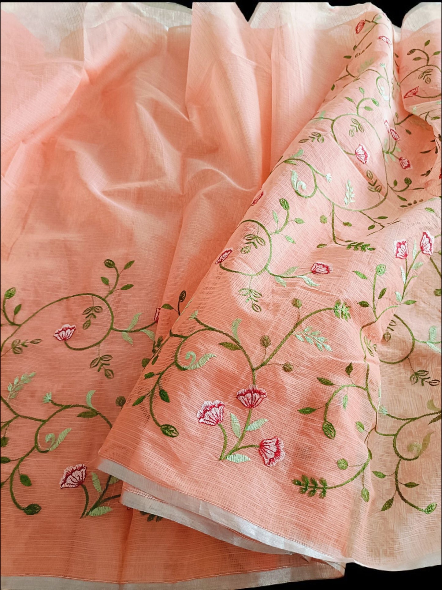 Kota Doria Embroidery Saree