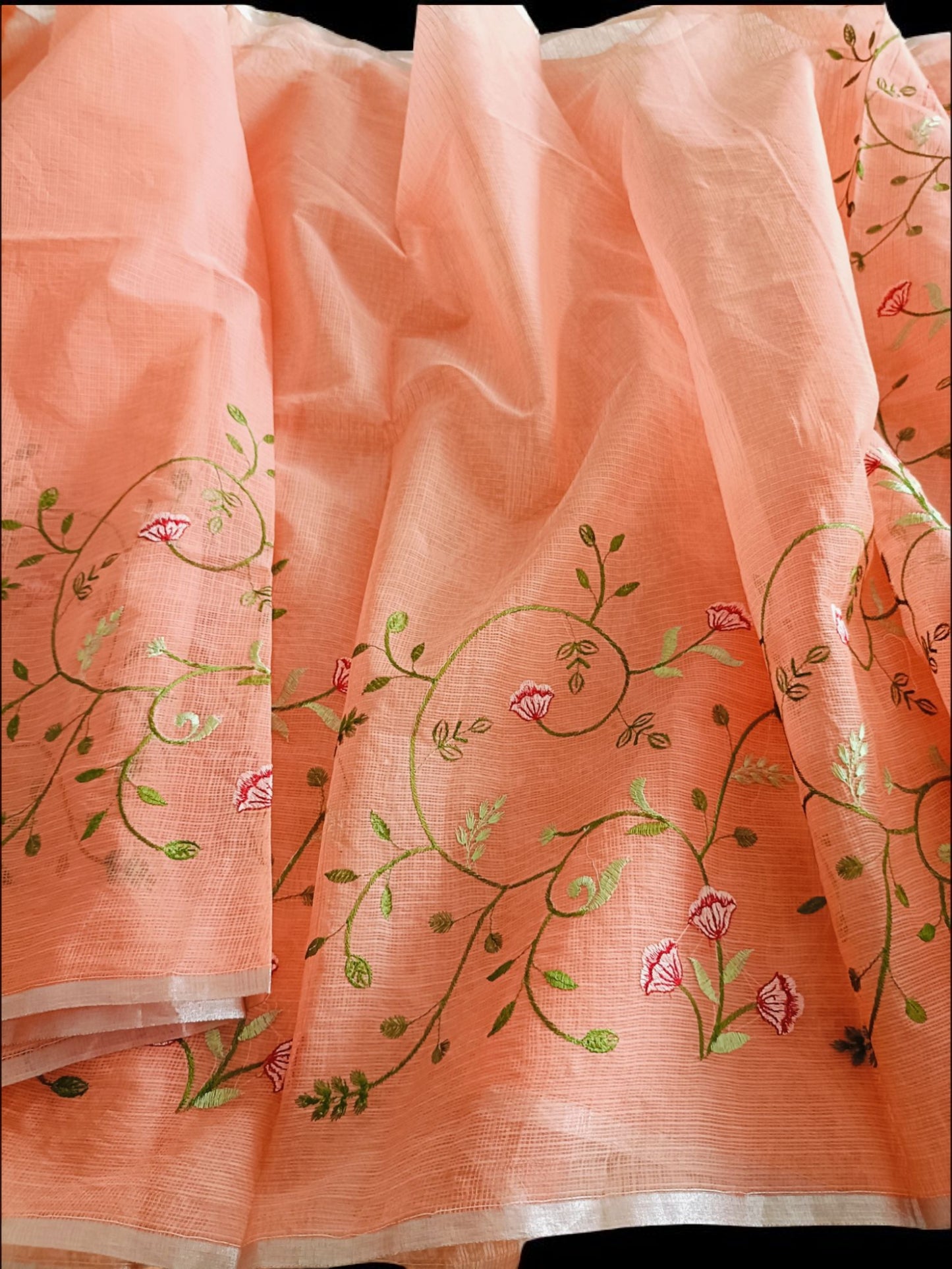 Kota Doria Embroidery Saree