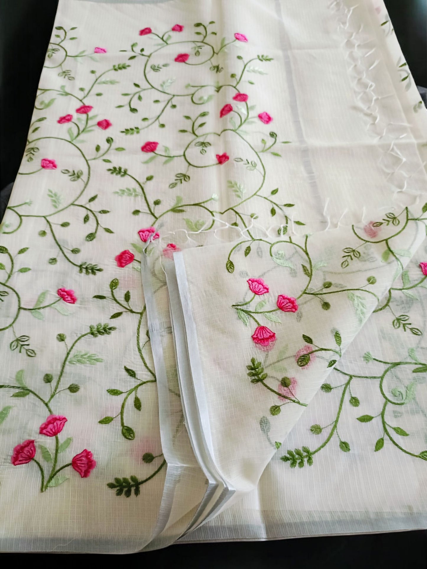 Kota Doria Embroidery Saree