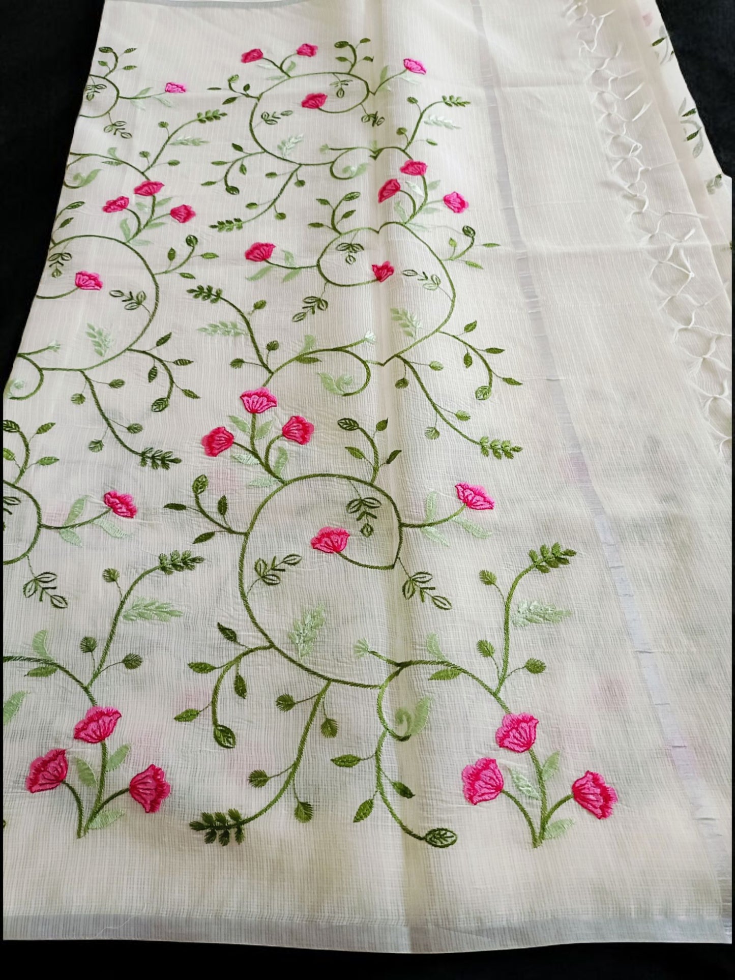 Kota Doria Embroidery Saree