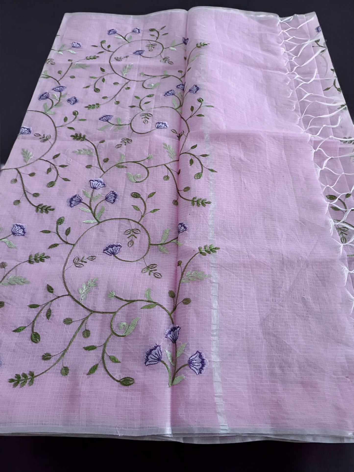 Kota Doria Embroidery Saree