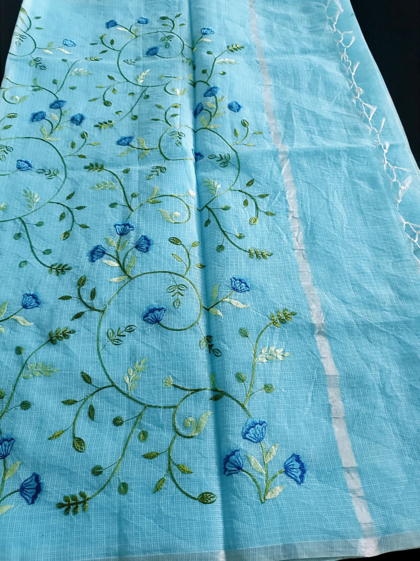 Kota Doria Embroidery Saree