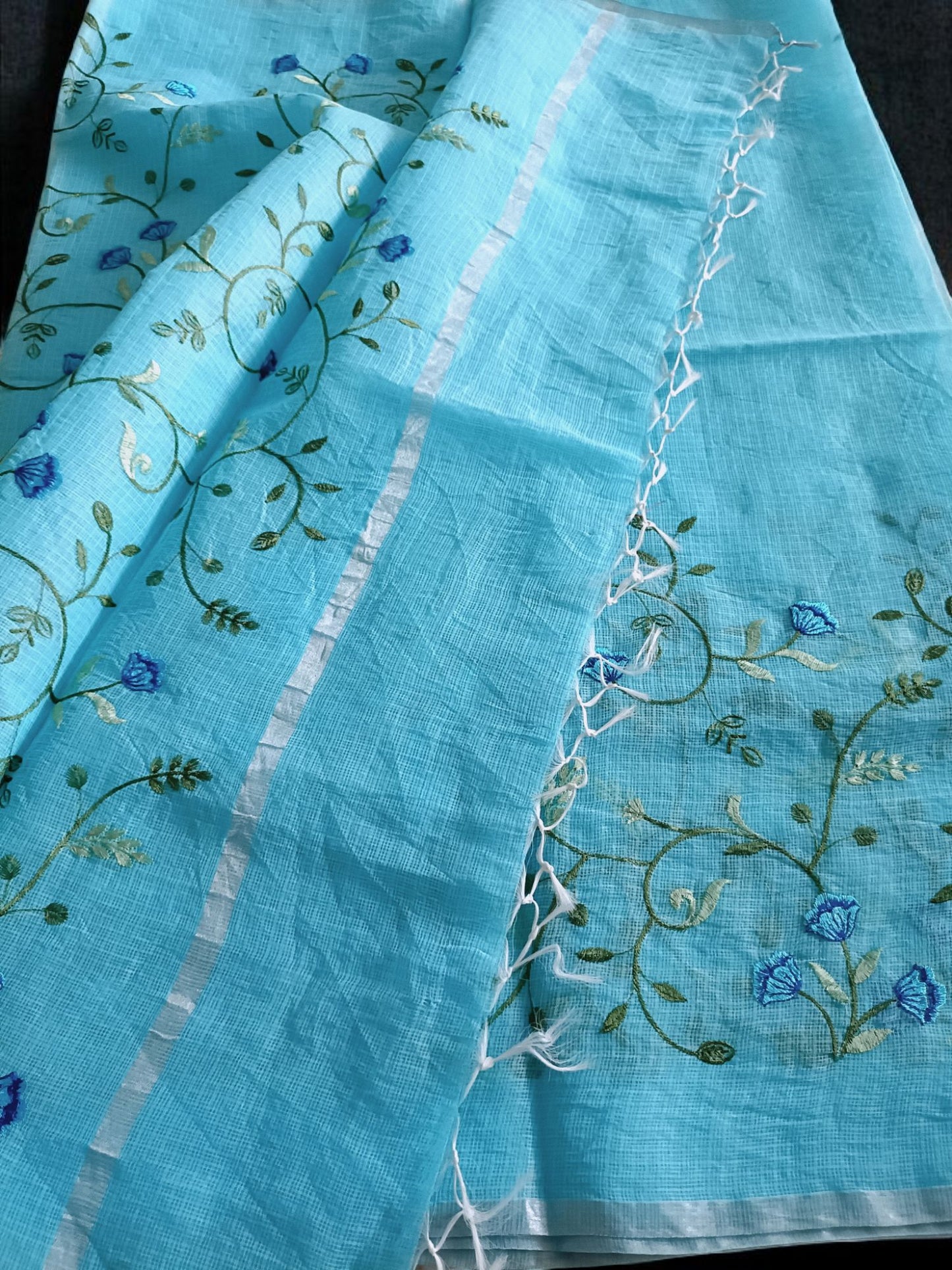 Kota Doria Embroidery Saree