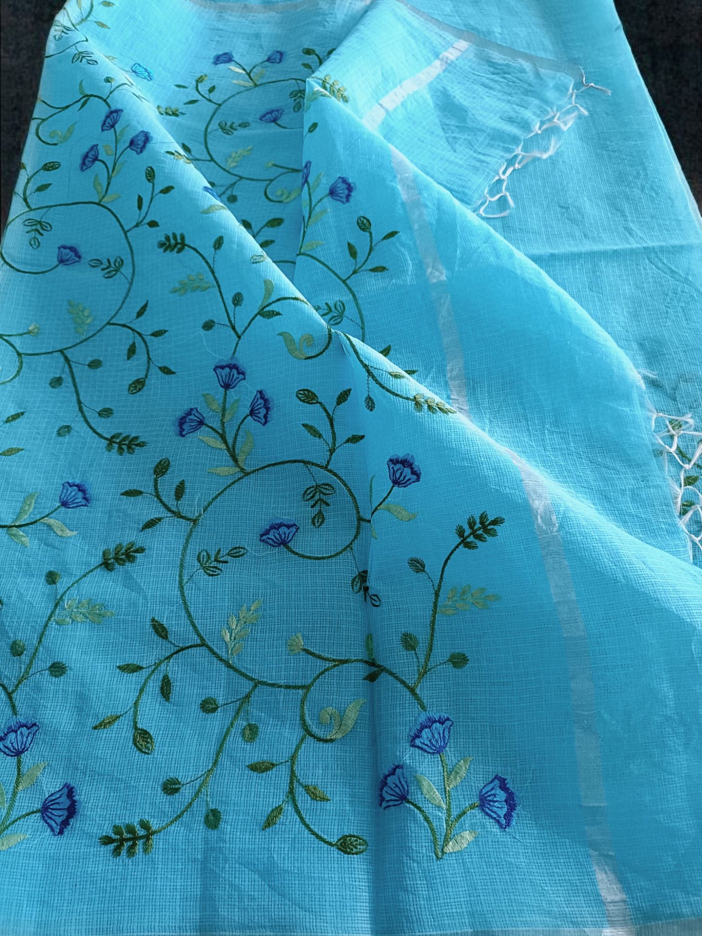 Kota Doria Embroidery Saree