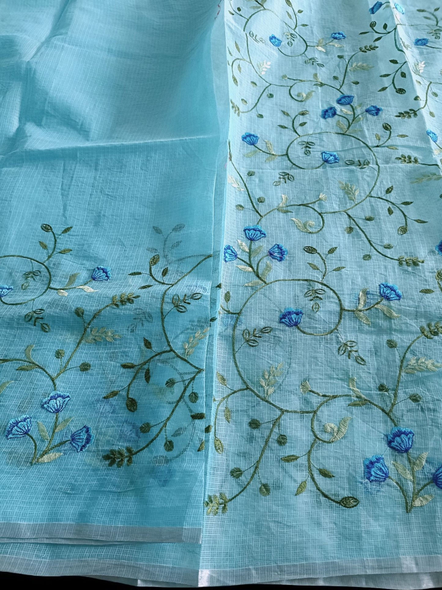 Kota Doria Embroidery Saree