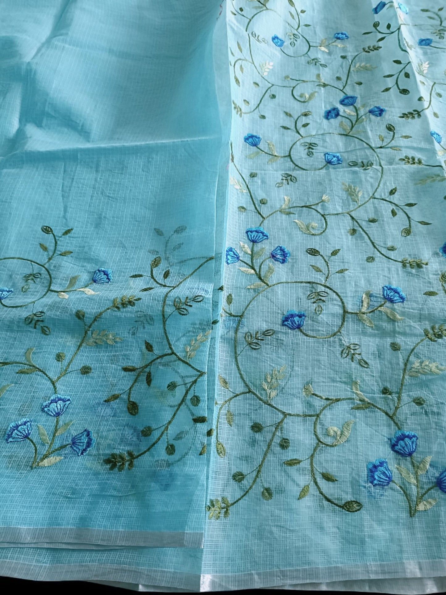 Kota Doria Embroidery Saree