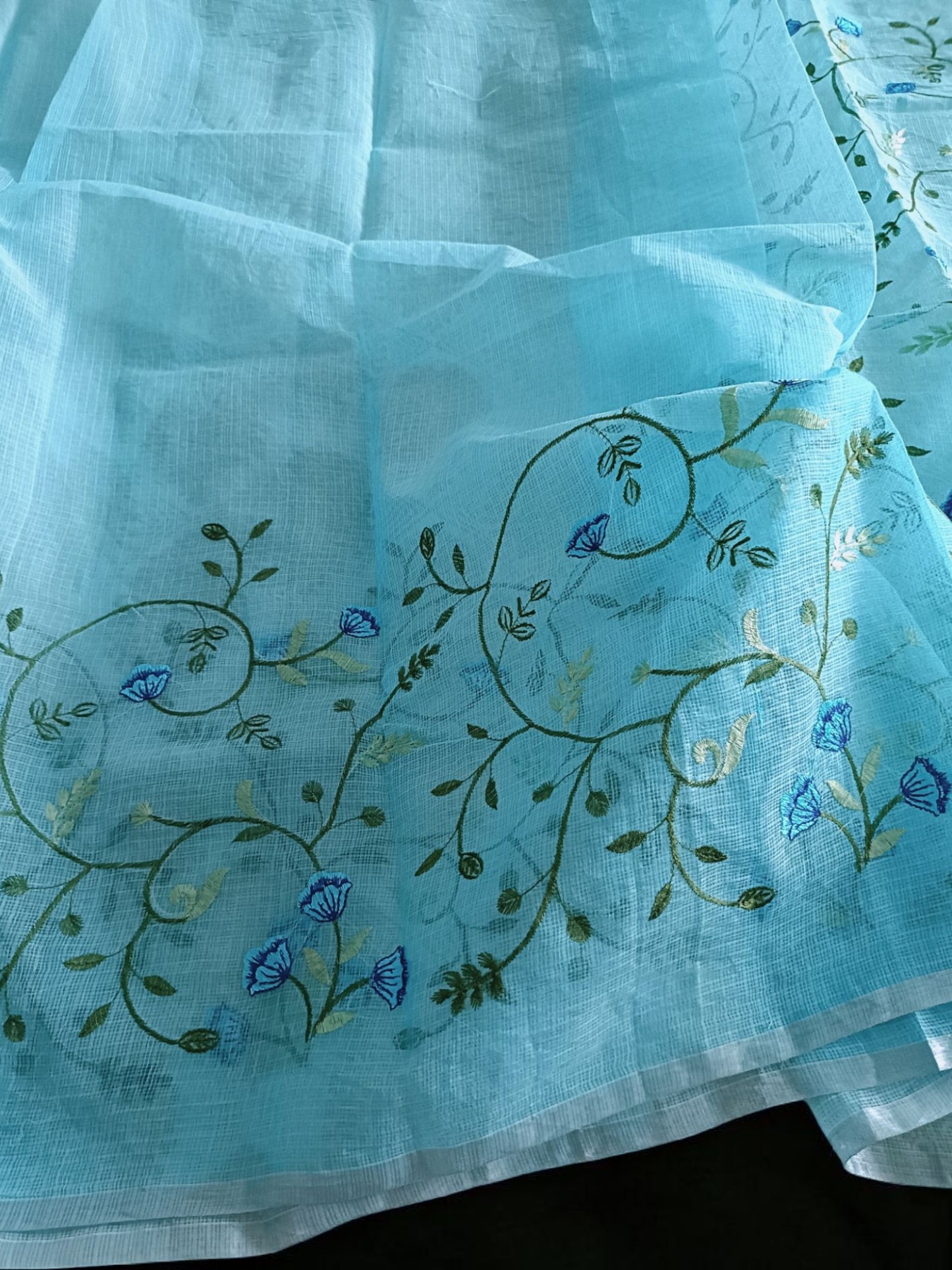 Kota Doria Embroidery Saree