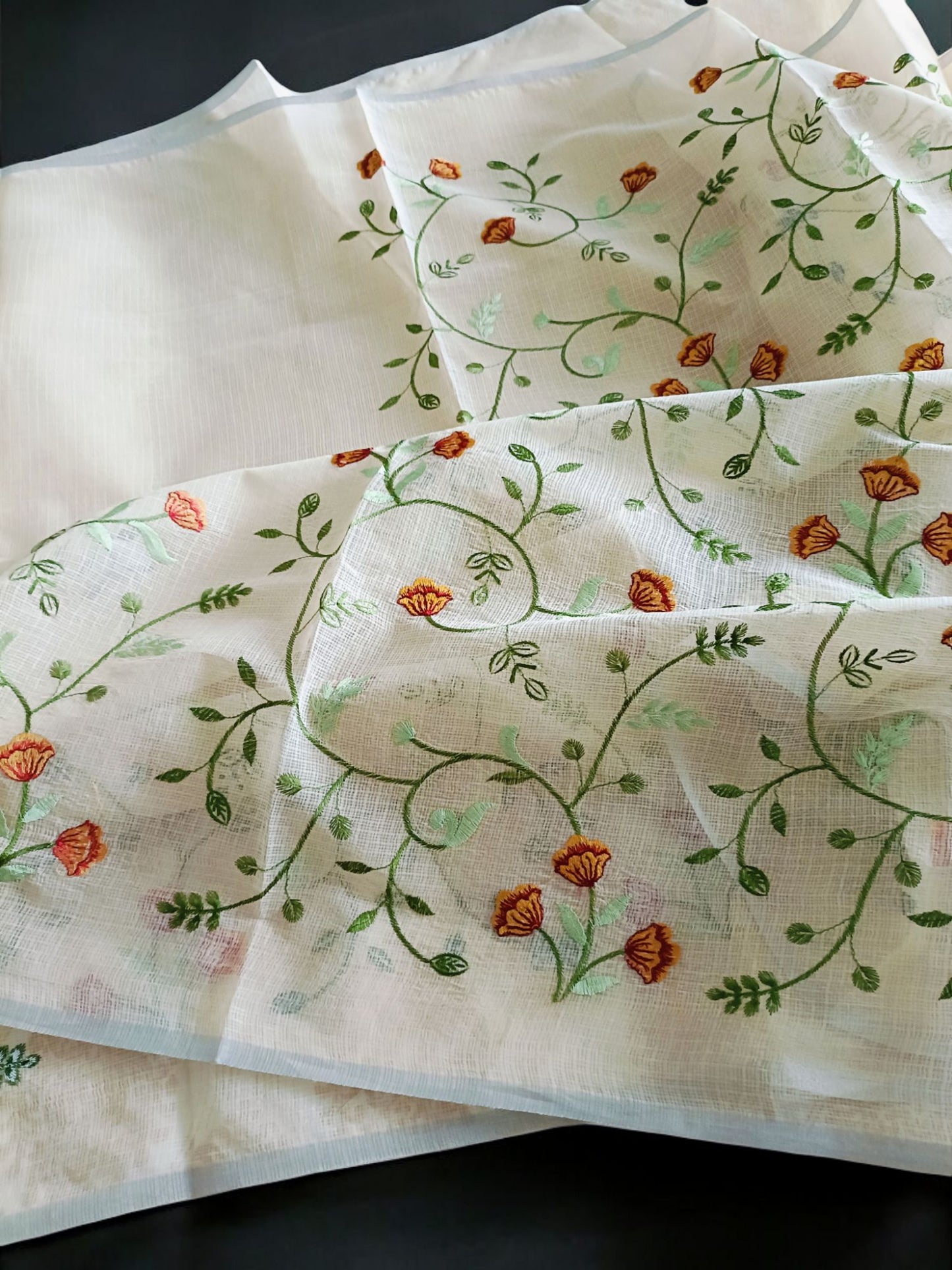 Kota Doria Embroidery Saree