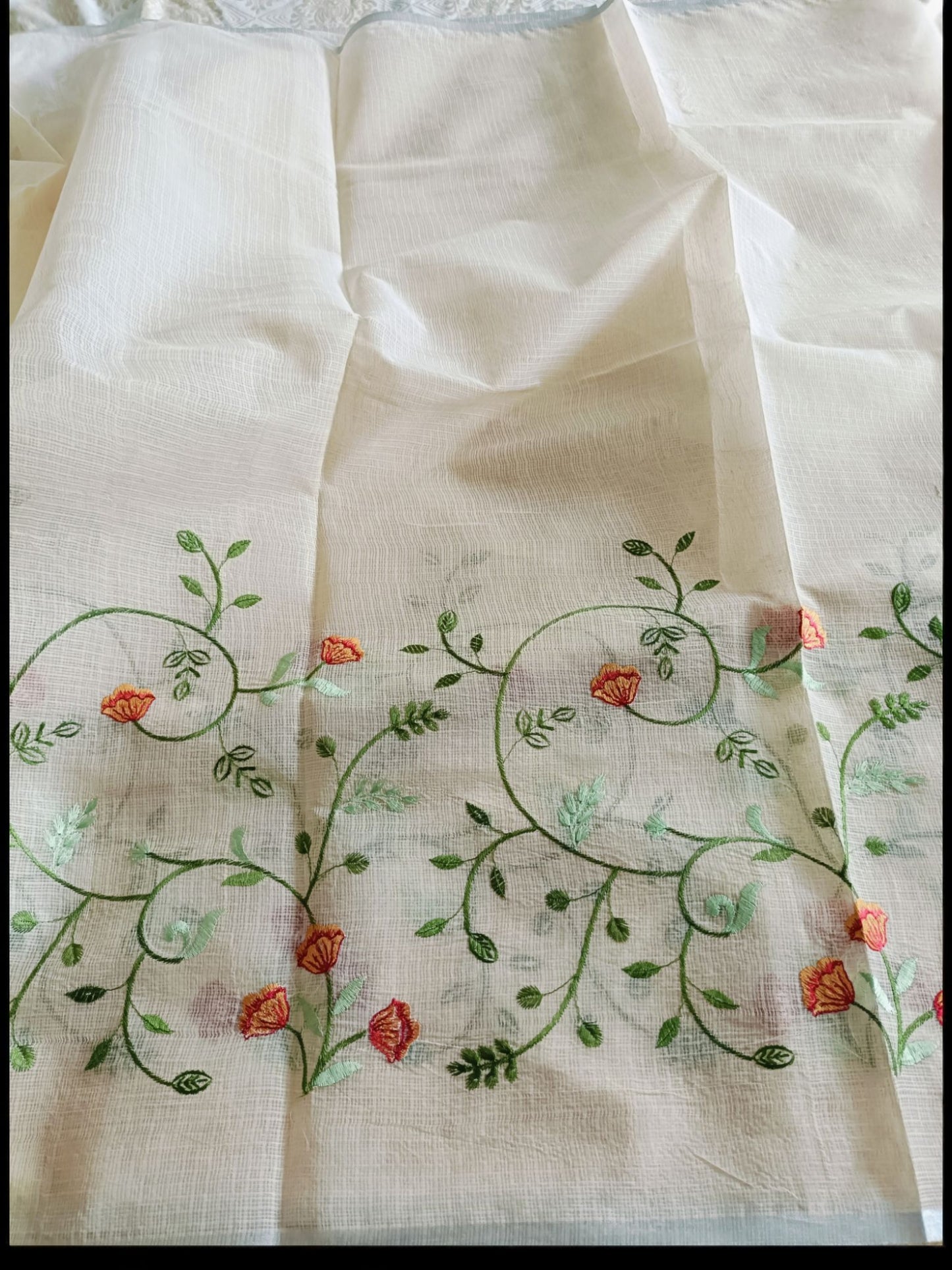 Kota Doria Embroidery Saree