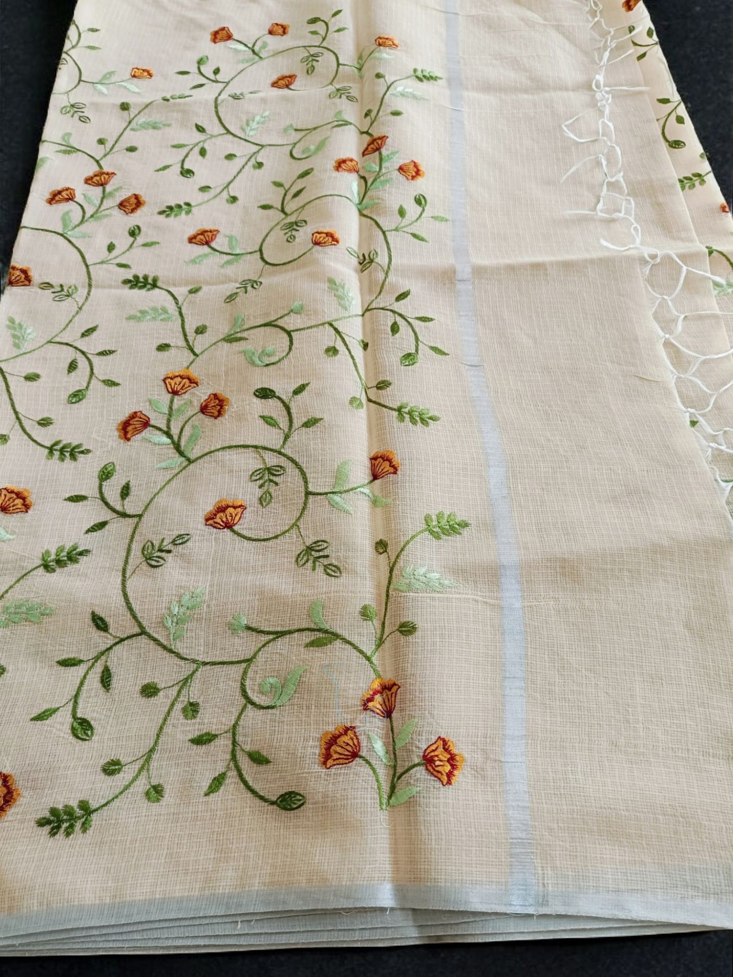 Kota Doria Embroidery Saree