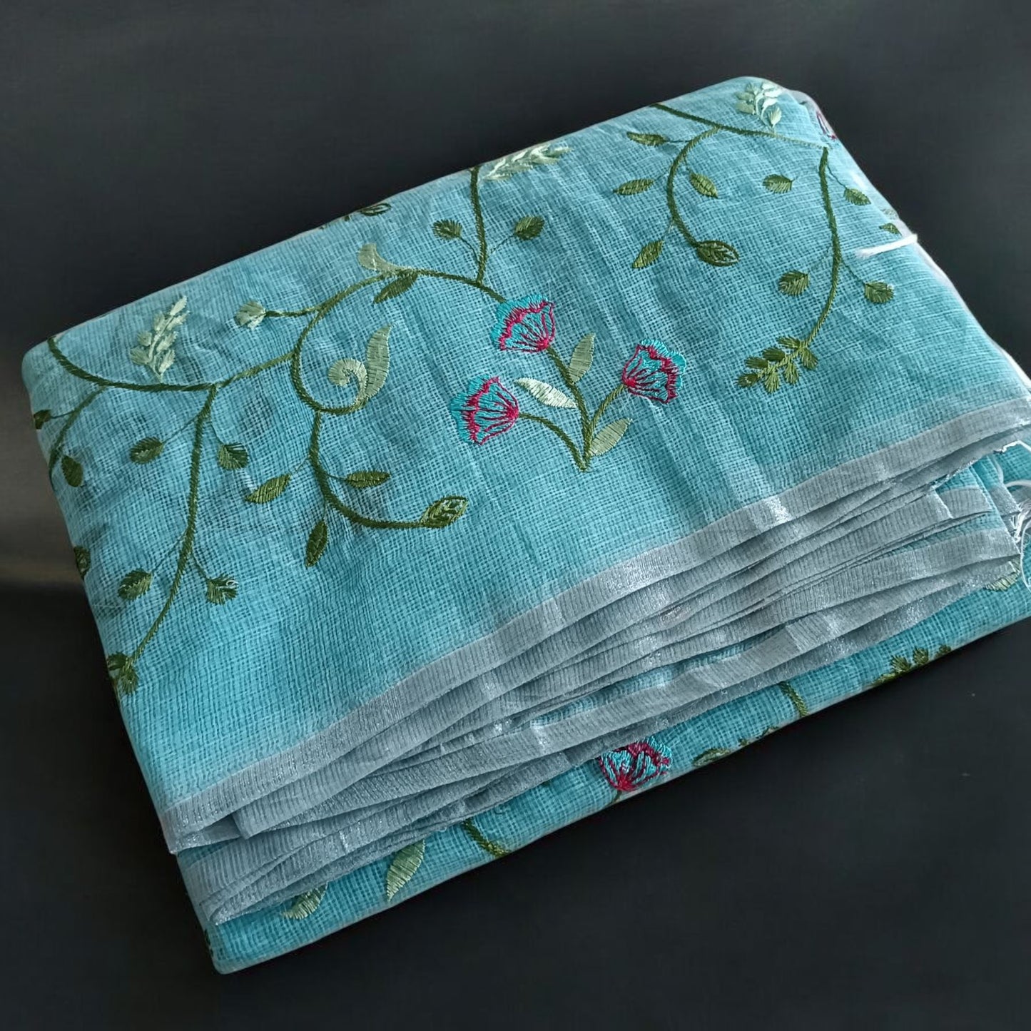 Kota Doria Embroidery Saree