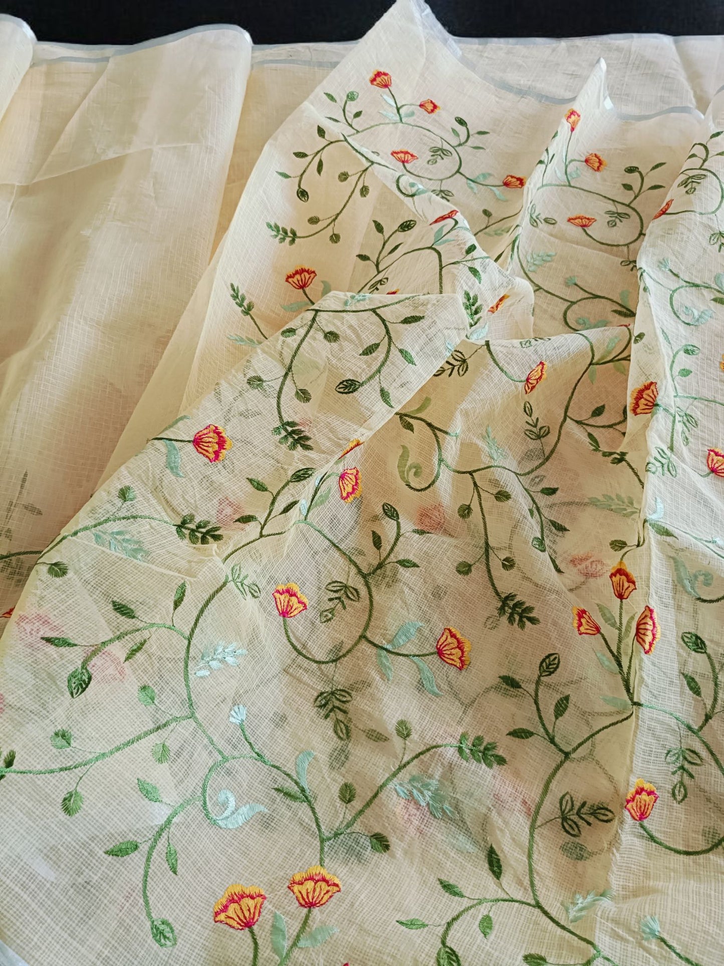 Kota Doria Embroidery Saree