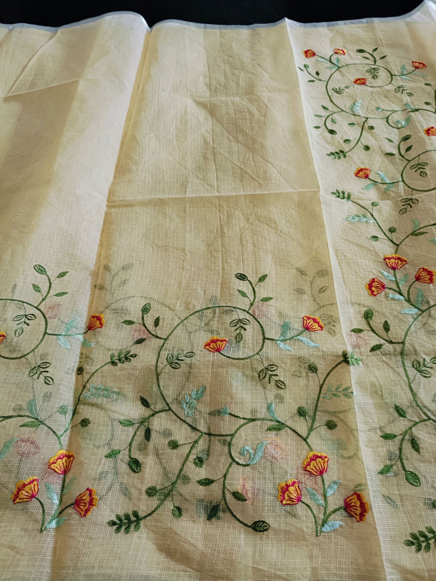 Kota Doria Embroidery Saree