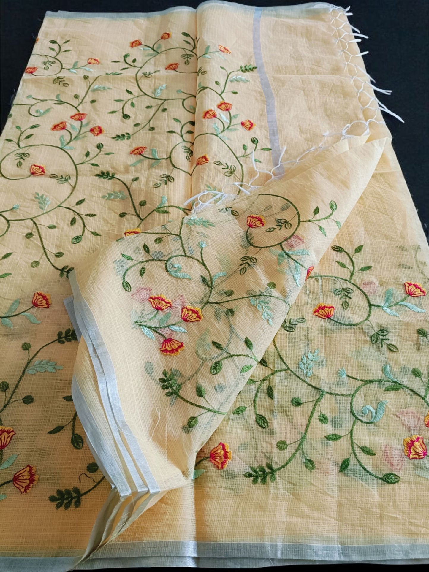 Kota Doria Embroidery Saree