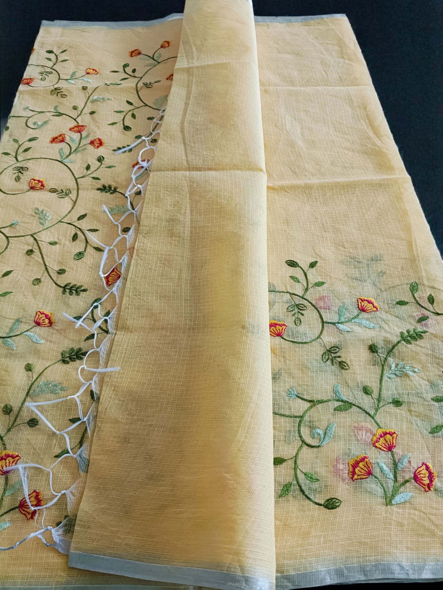 Kota Doria Embroidery Saree
