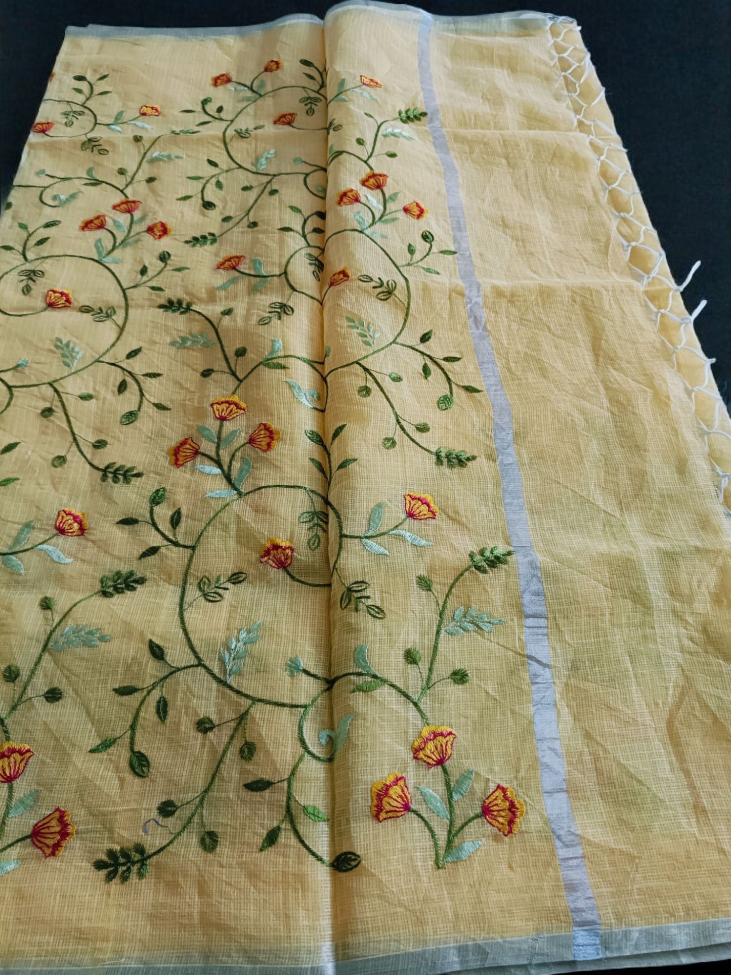 Kota Doria Embroidery Saree