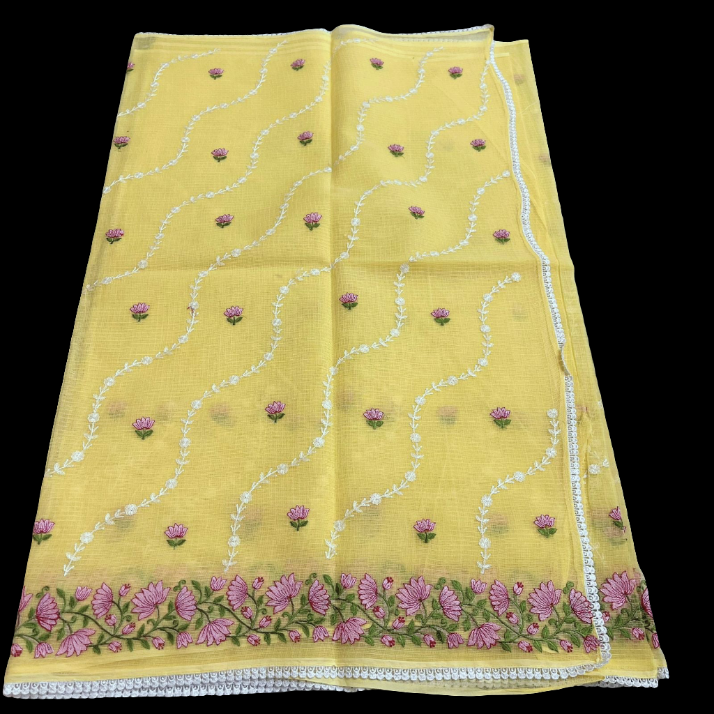 मधुपर्णा - Pure Cotton Kota Doria Saree - Sunshine in six yards