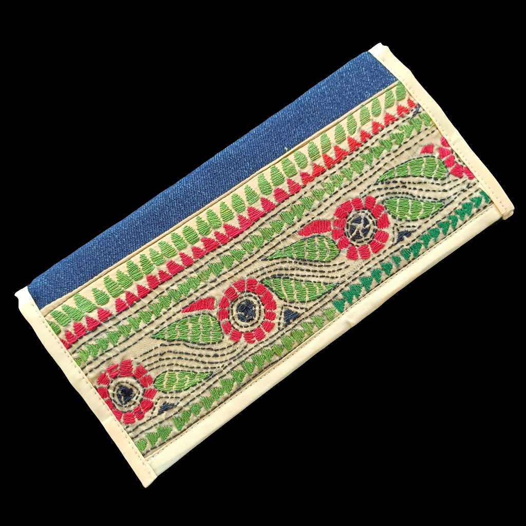 रत्नलता - Pure Denim Kantha Stitch Wallet