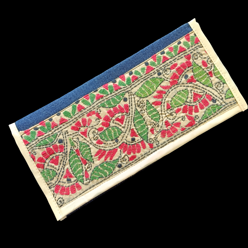 आर्या - Pure Denim Kantha Stitch Wallet