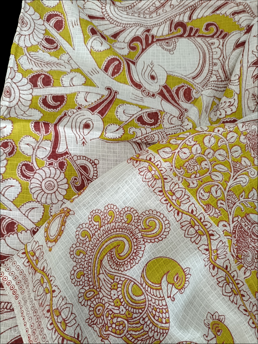 चित्रांगी - Pure Kota Handloom Cotton Handcrafted Kalamkari Saree