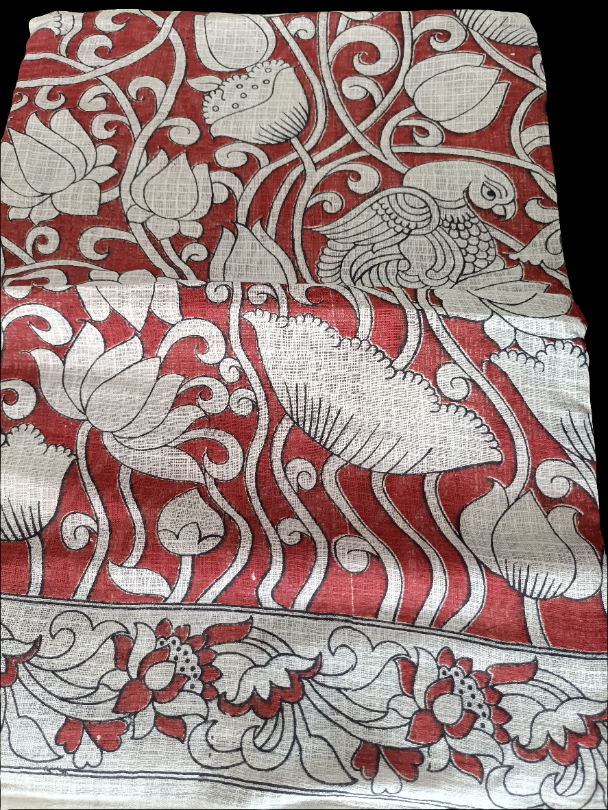 कलामिनी - Pure Kota Handloom Cotton Handcrafted Kalamkari Saree