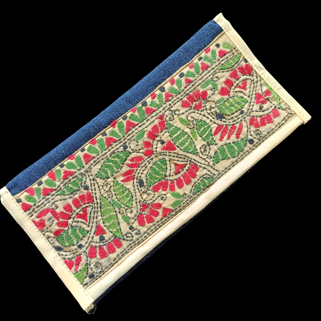 वैश्वी - Pure Denim Kantha Stitch Wallet