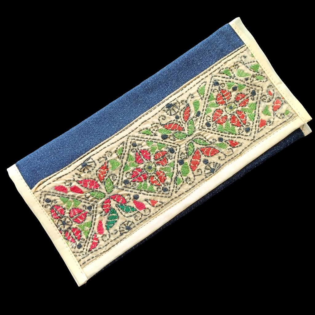 धनश्री - Pure Denim Kantha Stitch Wallet