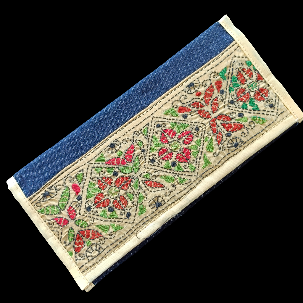 स्वर्णलता - Pure Denim Kantha Stitch Wallet