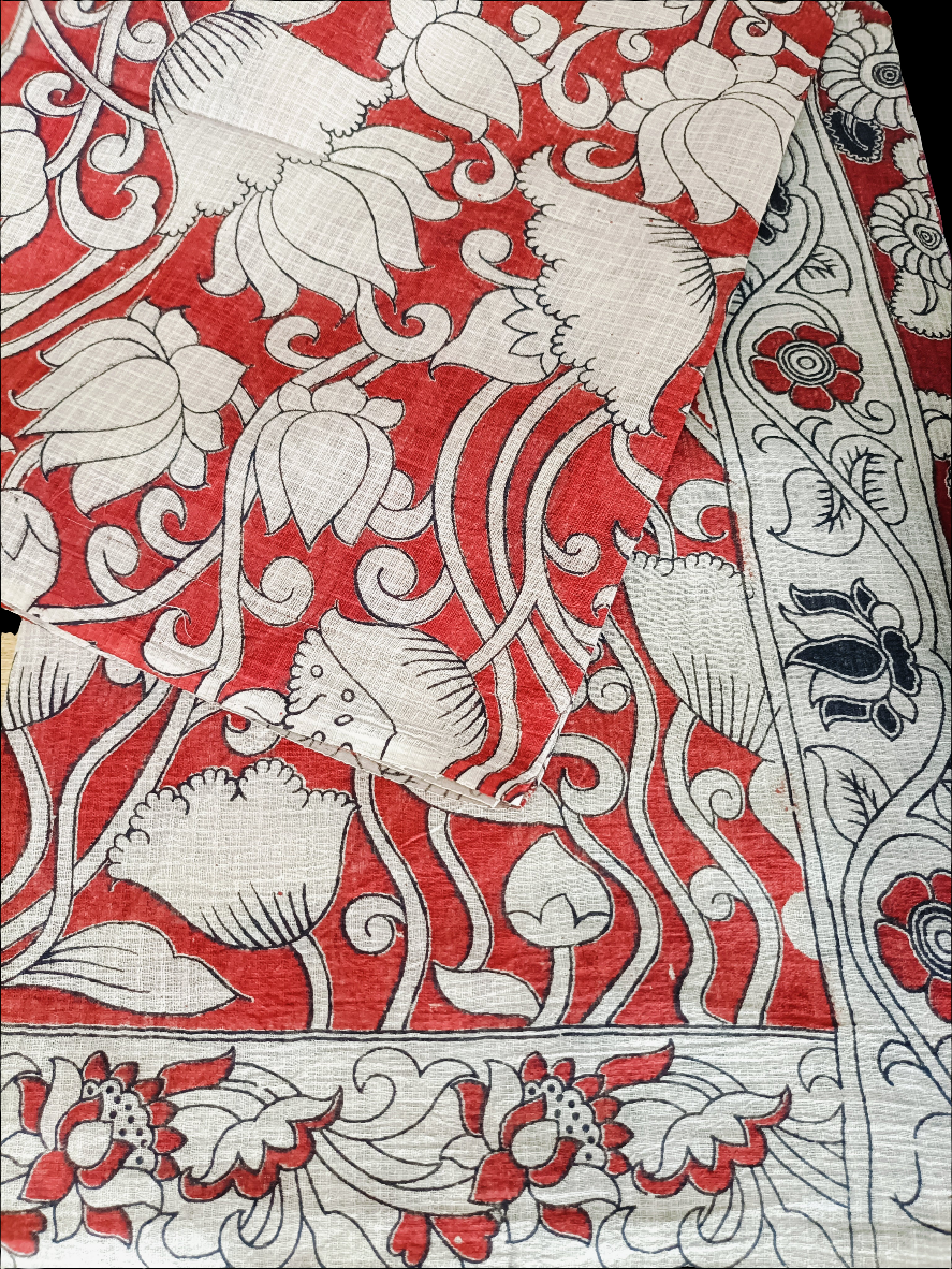 वसुधा - Pure Kota Handloom Cotton Handcrafted Kalamkari Saree