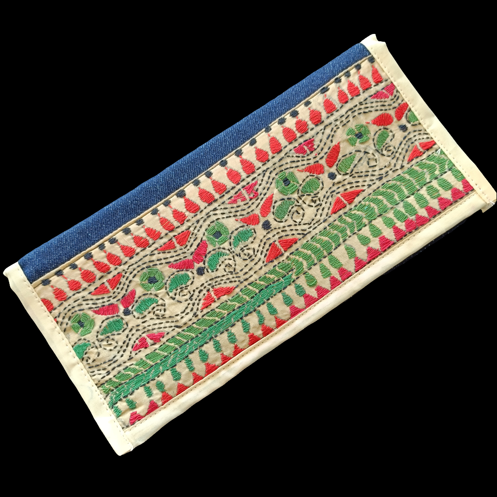 लक्ष्मीवती - Pure Denim Kantha Stitch Wallet