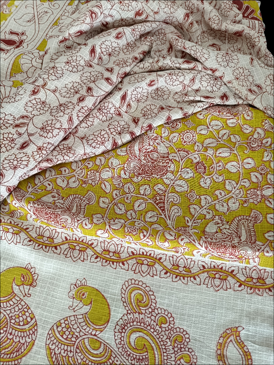 चित्रांगी - Pure Kota Handloom Cotton Handcrafted Kalamkari Saree